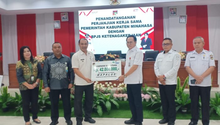 Bupati Noudy Tendean Tanda Tangani MOU Pemkab Minahasa Dengan BPJS Ketenagakerjaan