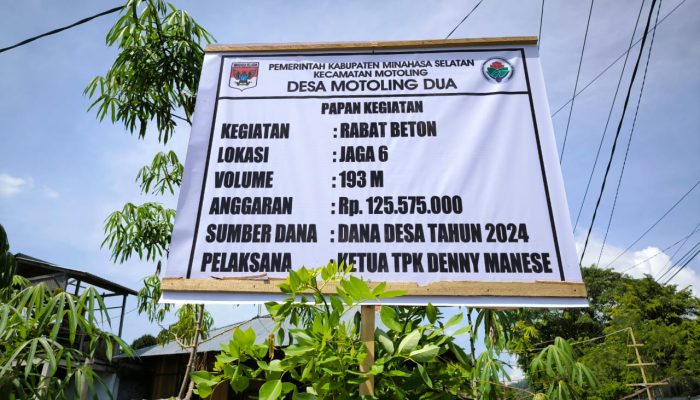 Pembangunan jalan rabat beton desa Motoling Dua segera dimulai