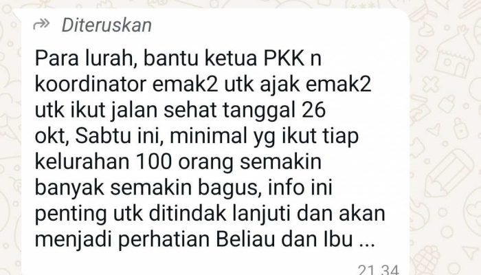 Terjadi dugaan mobilisasi massa oleh para Lurah dalam jalan sehat CSSR