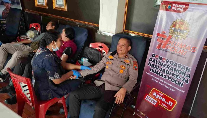 Polres Bitung Gelar Donor Darah Peringati HUT ke-74 Humas Polri: Polisi Humanis, Harapan Masyarakat