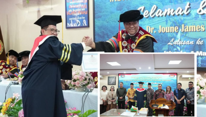 Bupati Robby Dondokambey sampaikan selamat atas keberhasilan Joune Ganda raih gelar Doktor