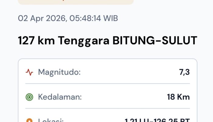 Breaking News : Gempa dasyat guncang Sulut, magnitudo 7,3 Skala Richter